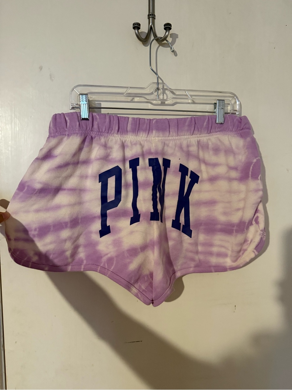 PINK Victoria's Secret Lavender Tie-Dye Lounge Shorts with Navy Logo